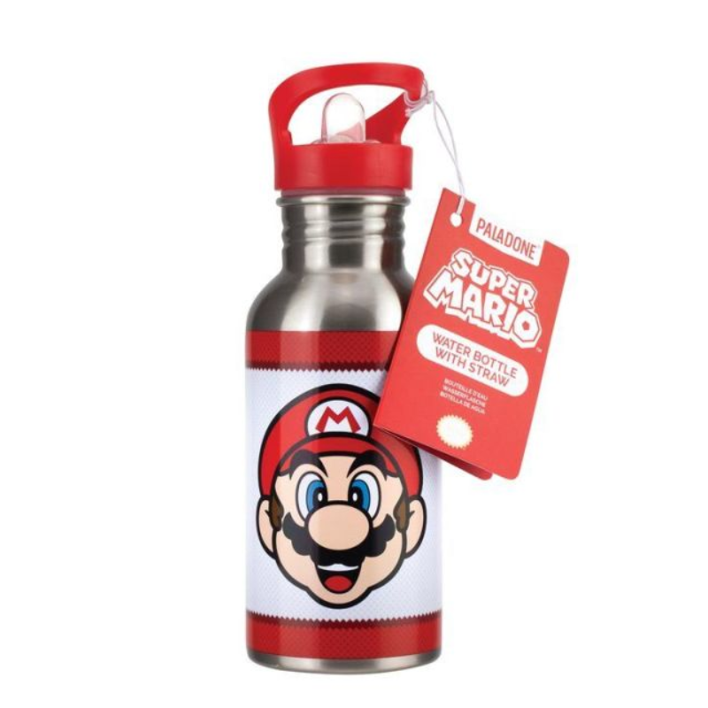 Paladone Super Mario Metal Water Bottle with Straw