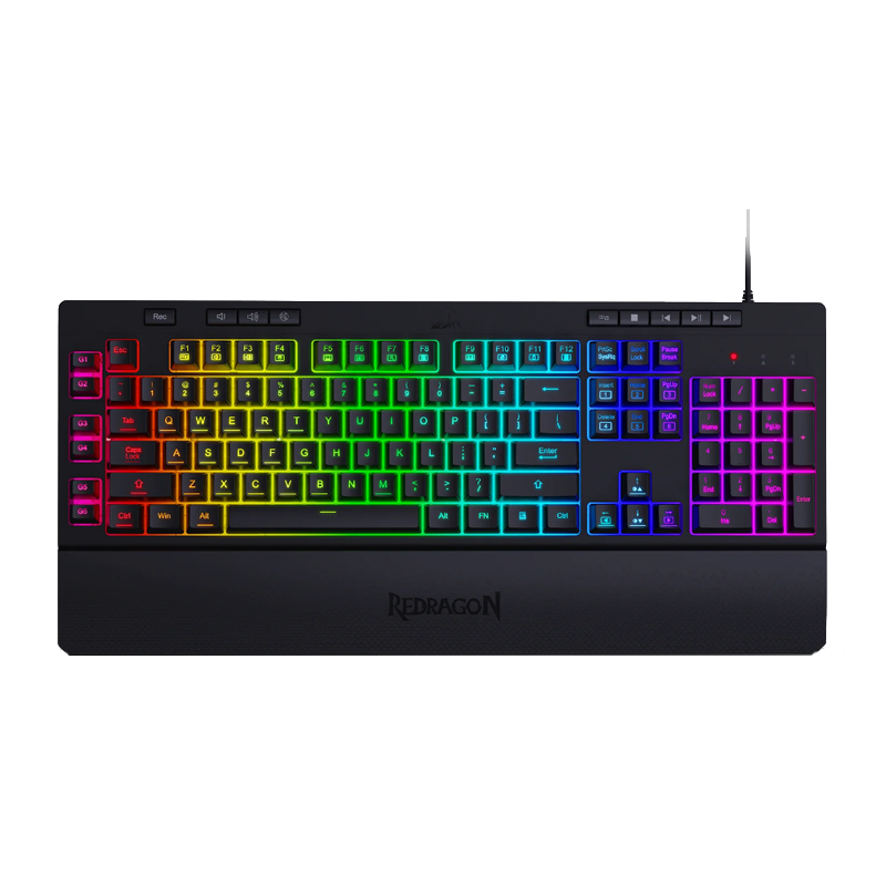 Redragon K512 SHIVA RGB Membrane Gaming Keyboard With 8 Multimedia Keys – 6 Macro Keys (Black)