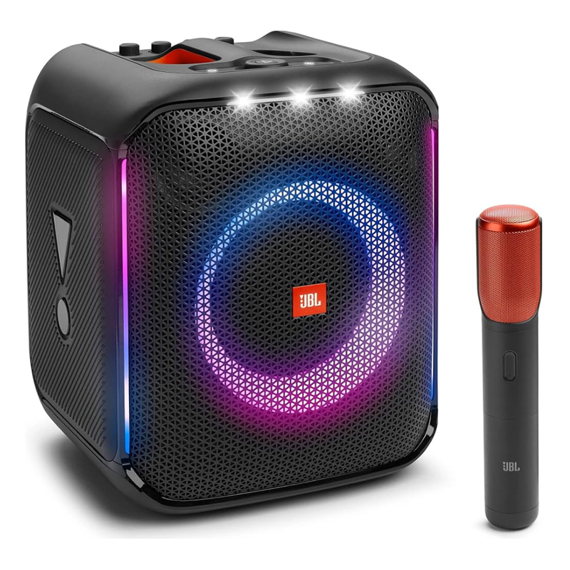 JBL Partybox Encore Portable Party Speaker with Digital Wireless Mic, 100W Powerful Sound, Dynamic Light Show, IPX Splash Proof, 10 Hours of Playtime, Multisource Playback - Black, JBLPBENCORE1MICUK