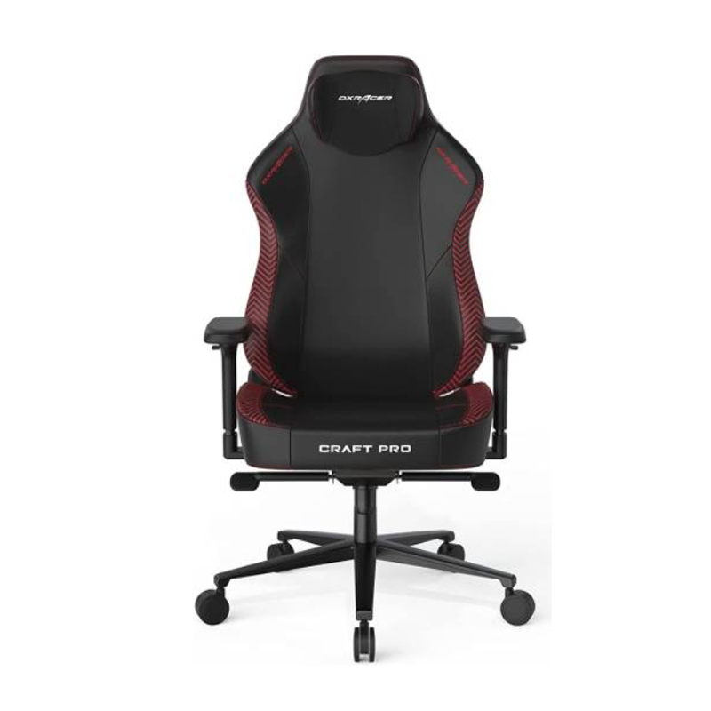 DXRacer Craft Pro Stripes-2 Gaming Chair, Alumnum Base, High-Density Memory Foam, Adjustble Memory/Recline, 4D Armrsts, Multi-fun Tilt, 2.36" Caster, Class 4 Hydraulics, Black -Red | CRA-PR032-N-H1