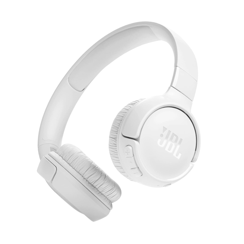 JBL Tune 520BT Wireless On-Ear Headphones, Pure Bass Sound, 57H Battery With Speed Charge, Hands-Free Call + Voice Aware, Multi-Point Connection, Lightweight And Foldable - White