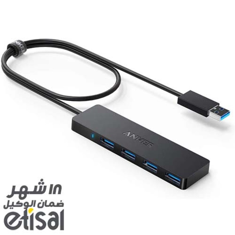 Anker 4-Port USB 3.0 Ultra Slim Data Hub with 2 ft Extended Cable for Macbook, Mac Pro / mini, iMac, Surface Pro, XPS, Notebook PC, USB Flash Drives, Mobile HDD, and More