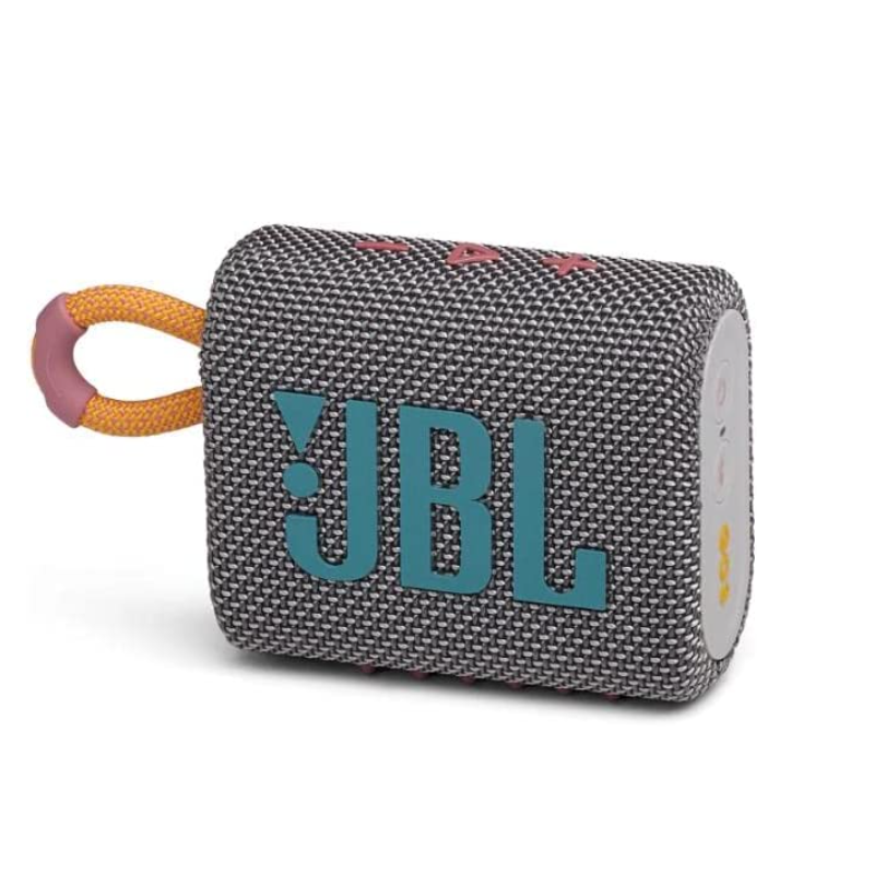 JBL Go 3 Portable Waterproof Speaker with JBL Pro Sound, Powerful Audio, Punchy Bass, Ultra-Compact Size, Dustproof, Wireless Bluetooth Streaming, 5 Hours of Playtime - Grey, JBLGO3GRY