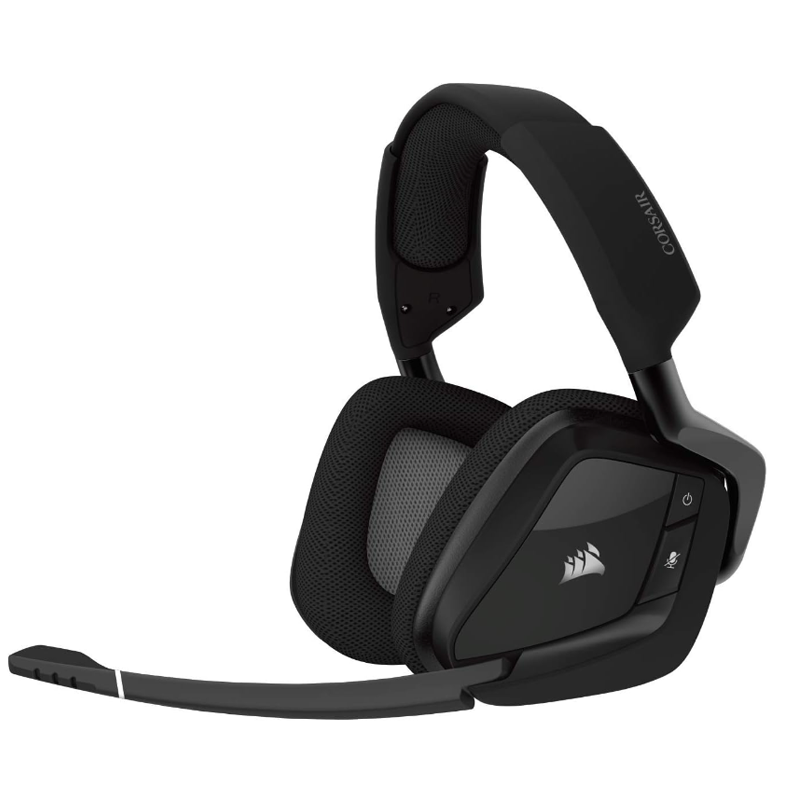 Corsair VOID ELITE RGB Wireless Gaming Headset (7.1 Surround Sound, Low Latency 2.4 GHz Wireless, 40ft Wireless Range, Customisable RGB Lighting, Durable Aluminium with PC, PS4 Compatibility) - Black