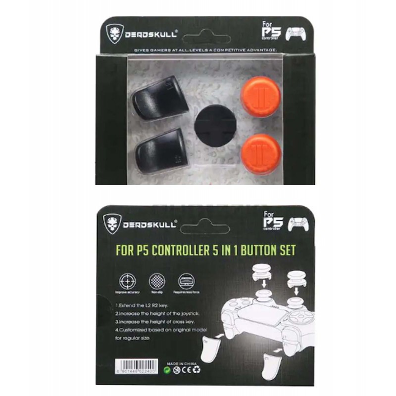 Deadskull 5 In 1 Button Set For PS4 PS5 Controller Orange / Black