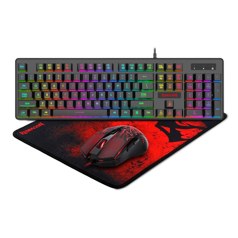 Redragon S107 Gaming Keyboard, Mouse, Mouse pad, Mechanical Feel 104 Key RGB LED Keyboard, Wired 3200 DPI Mouse, Large Mouse Pad for PC Computer Games - [Keyboard Mouse Mouse Pad Set]