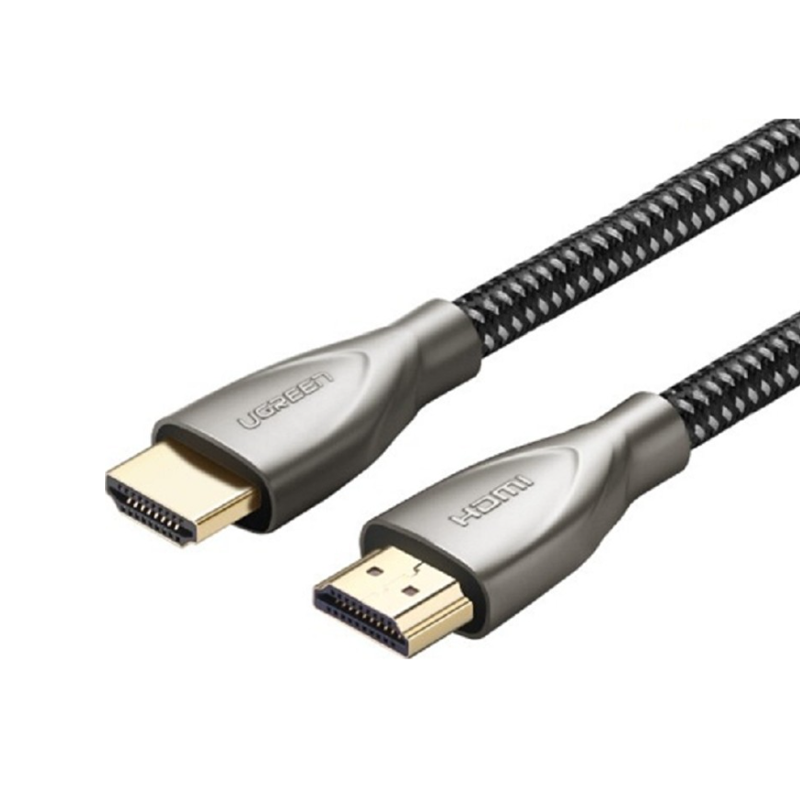 Ugreen HDMI 2.0 Carbon Fiber Zinc Alloy Cable, 2 Meter Length, 24K Metal Plated Cable Head, Gray (50108)