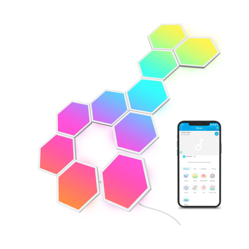 Govee Glide Hexa Light Panels, RGBIC LED Hexagon Wall Lights, Wi-Fi Smart Home Decor Creative Lights with Music Sync, Works with Alexa Google Assistant for Living Room, Bedroom, Gaming Rooms,10 Pack